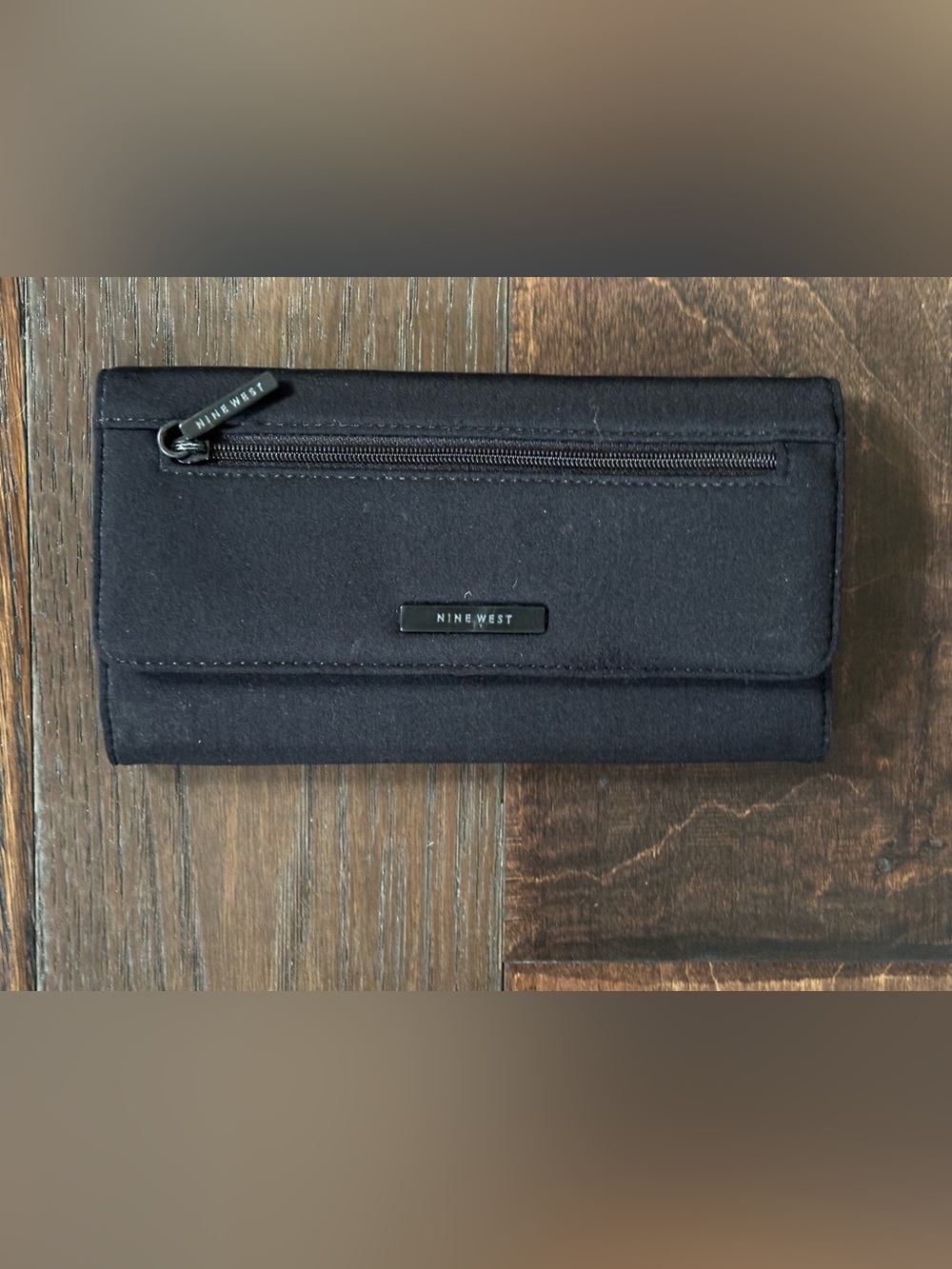 Vintage Nine West Black Tri-Fold Checkbook Wallet